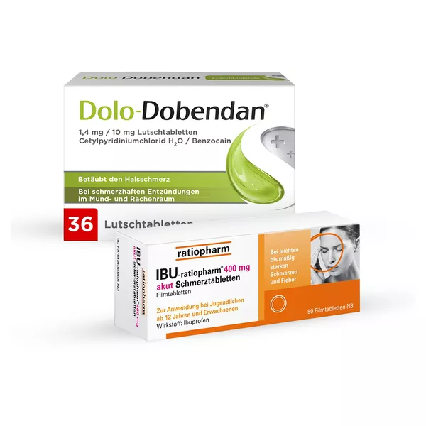 Erkältungsset IBU ratiopharm 400 mg akut + DOLO-DOBENDAN Lutschtabletten, 1 Set