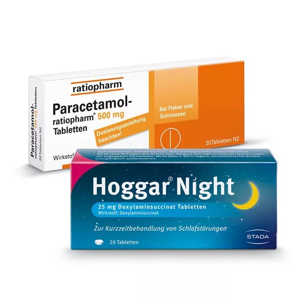 Erkältungsset Paracetamol ratiopharm 500 mg + Hoggar Night, 1 Set