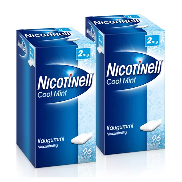 Nicotinell Kaugummi 2 mg Cool Mint Doppelpack, 2 x 96 St.