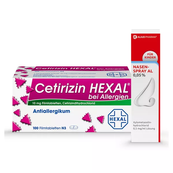 Allergie-Set Cetirizin HEXAL bei Allergien 100 St. + Nasenspray AL 0,05% - 10 ml, 1 Set