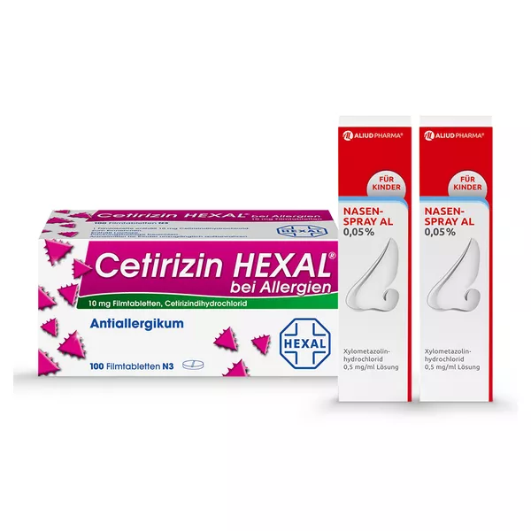 Allergie-Set Cetirizin HEXAL bei Allergien 100 St. + Nasenspray AL 0,05% - 2x 10 ml, 1 Set